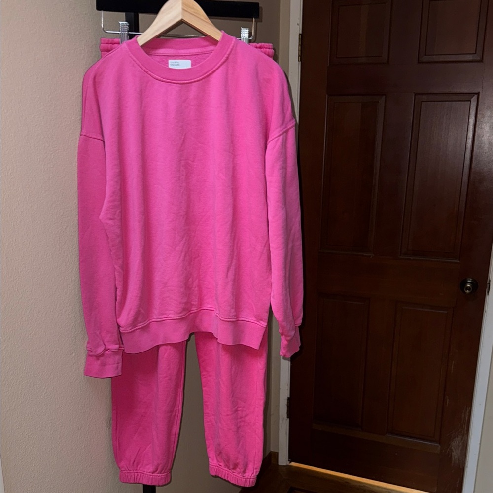 Colorful Standard Organic Cotton Women's Pink Sweatshirt and Jogger Set L/XL